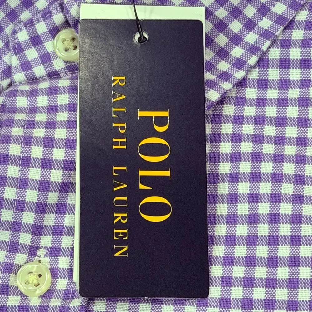 Polo Ralph Lauren Classic Fit Gingham Oxford Shirt Mens XXL Purple White NWT